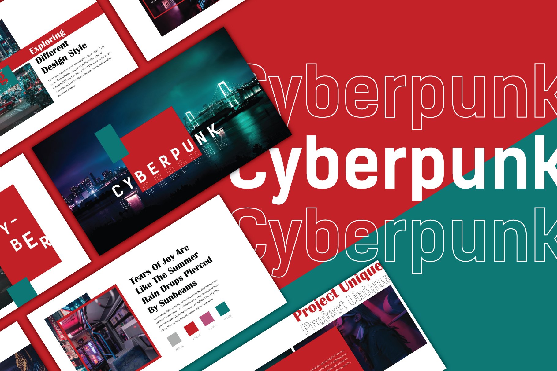 Detail Cyberpunk Powerpoint Template Nomer 18