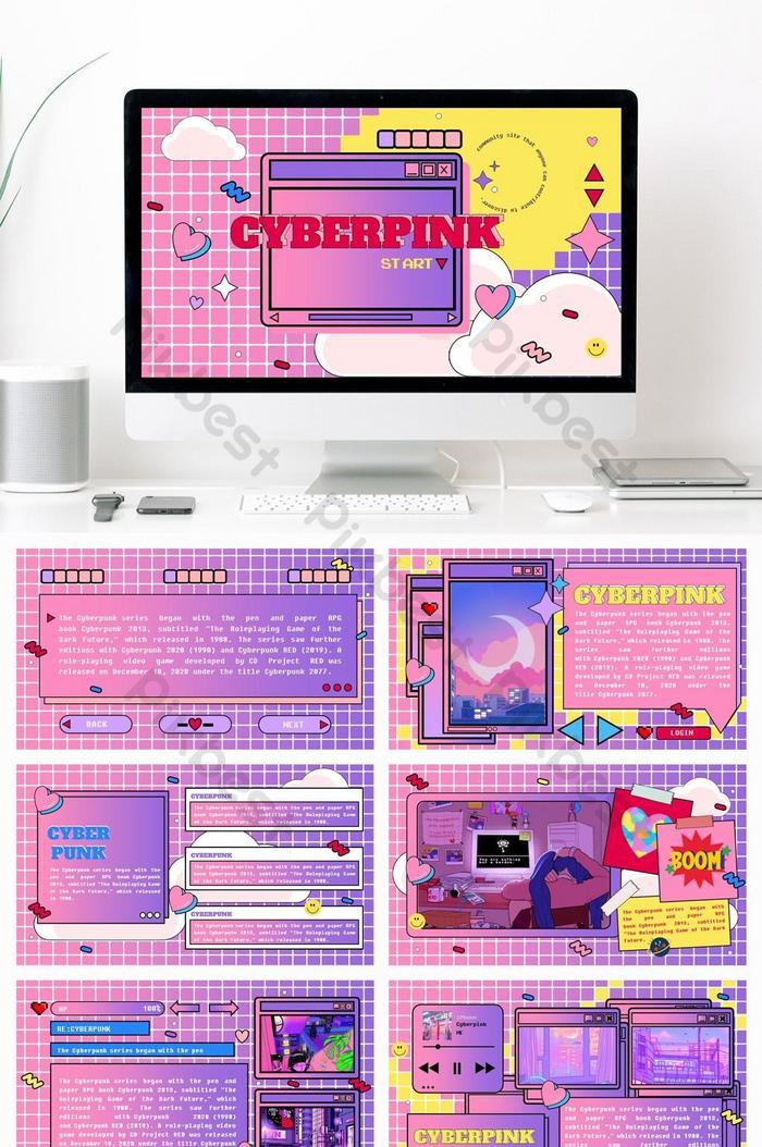 Detail Cyberpunk Powerpoint Template Nomer 29