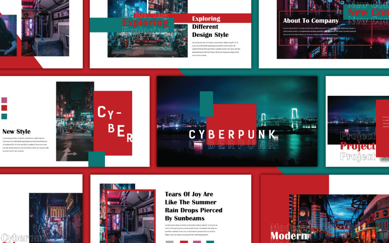 Detail Cyberpunk Powerpoint Template Nomer 8