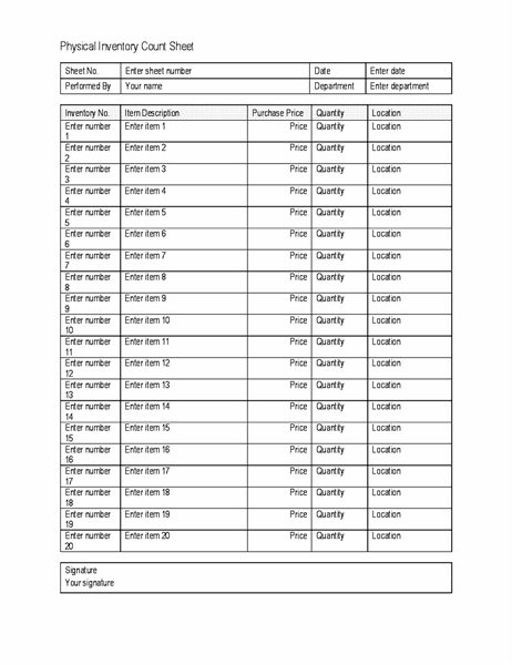 Detail Cycle Count Sheet Template Nomer 2