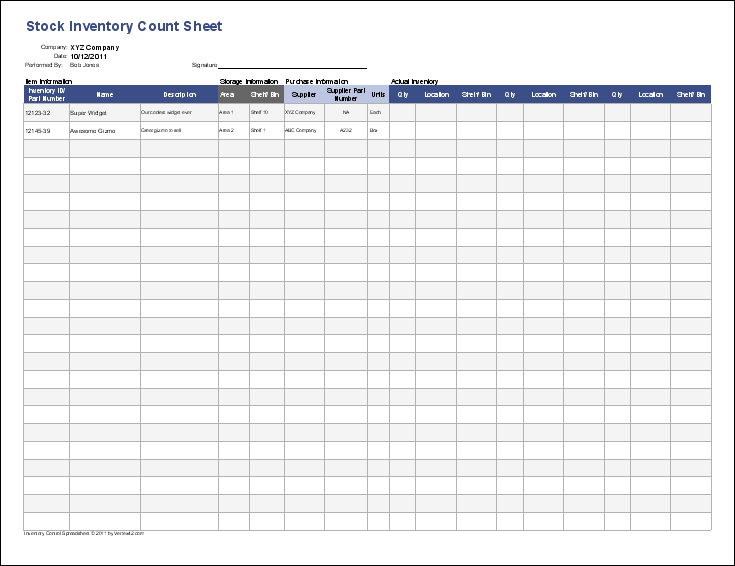 Detail Cycle Count Sheet Template Nomer 7