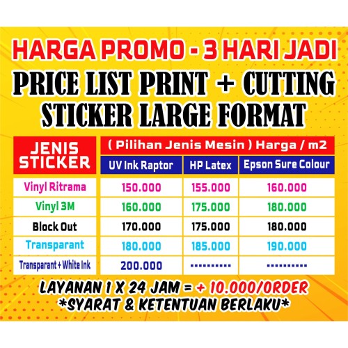 Daftar Harga Stiker Cutting - KibrisPDR