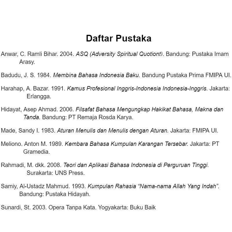 Detail Daftar Pustaka Buku Bahasa Indonesia Nomer 10