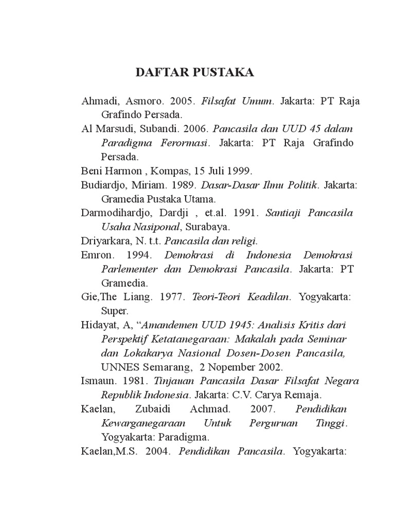 Daftar Pustaka Buku Pancasila - KibrisPDR