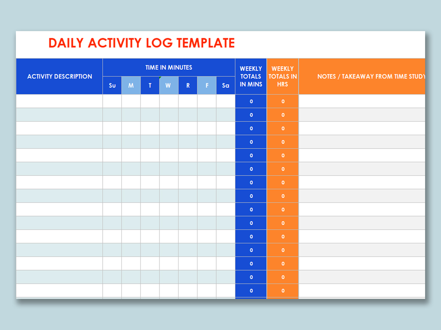 Detail Daily Activity Log Template Excel Nomer 11