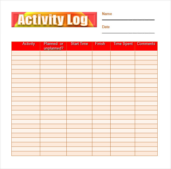 Detail Daily Activity Log Template Excel Nomer 12