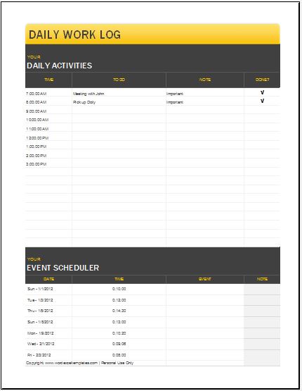 Detail Daily Activity Log Template Excel Nomer 13