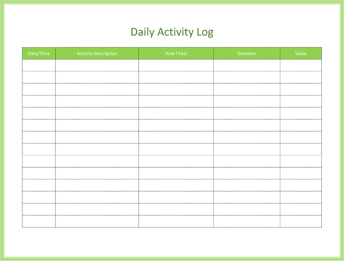 Detail Daily Activity Log Template Excel Nomer 16