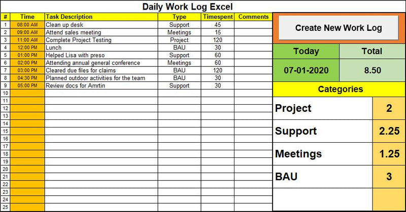 Detail Daily Activity Log Template Excel Nomer 21