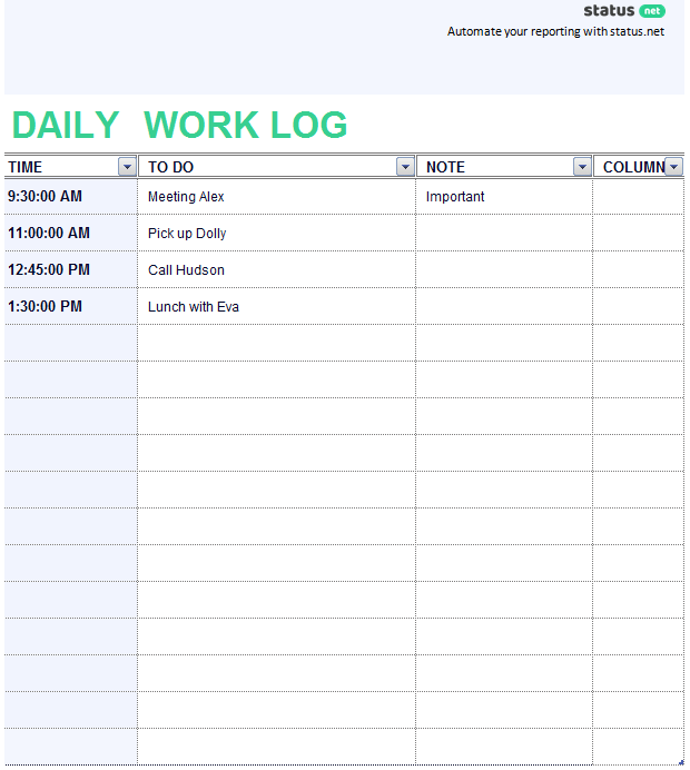 Detail Daily Activity Log Template Excel Nomer 24