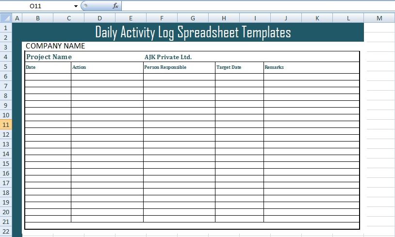 Detail Daily Activity Log Template Excel Nomer 27