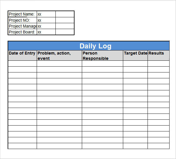 Detail Daily Activity Log Template Excel Nomer 29