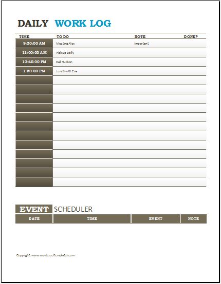 Detail Daily Activity Log Template Excel Nomer 32