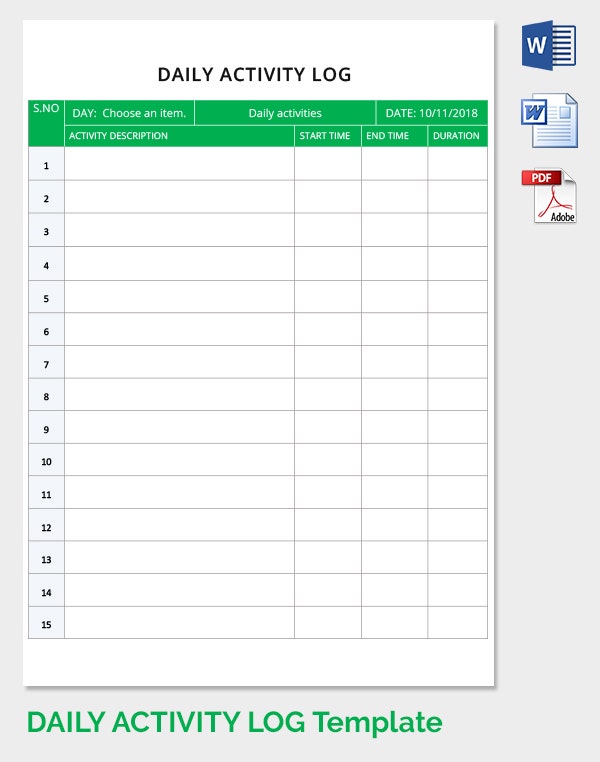 Detail Daily Activity Log Template Excel Nomer 37