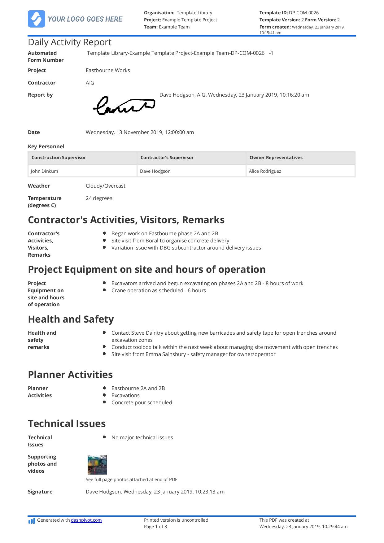 Detail Daily Activity Log Template Excel Nomer 39