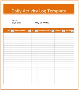 Detail Daily Activity Log Template Excel Nomer 6