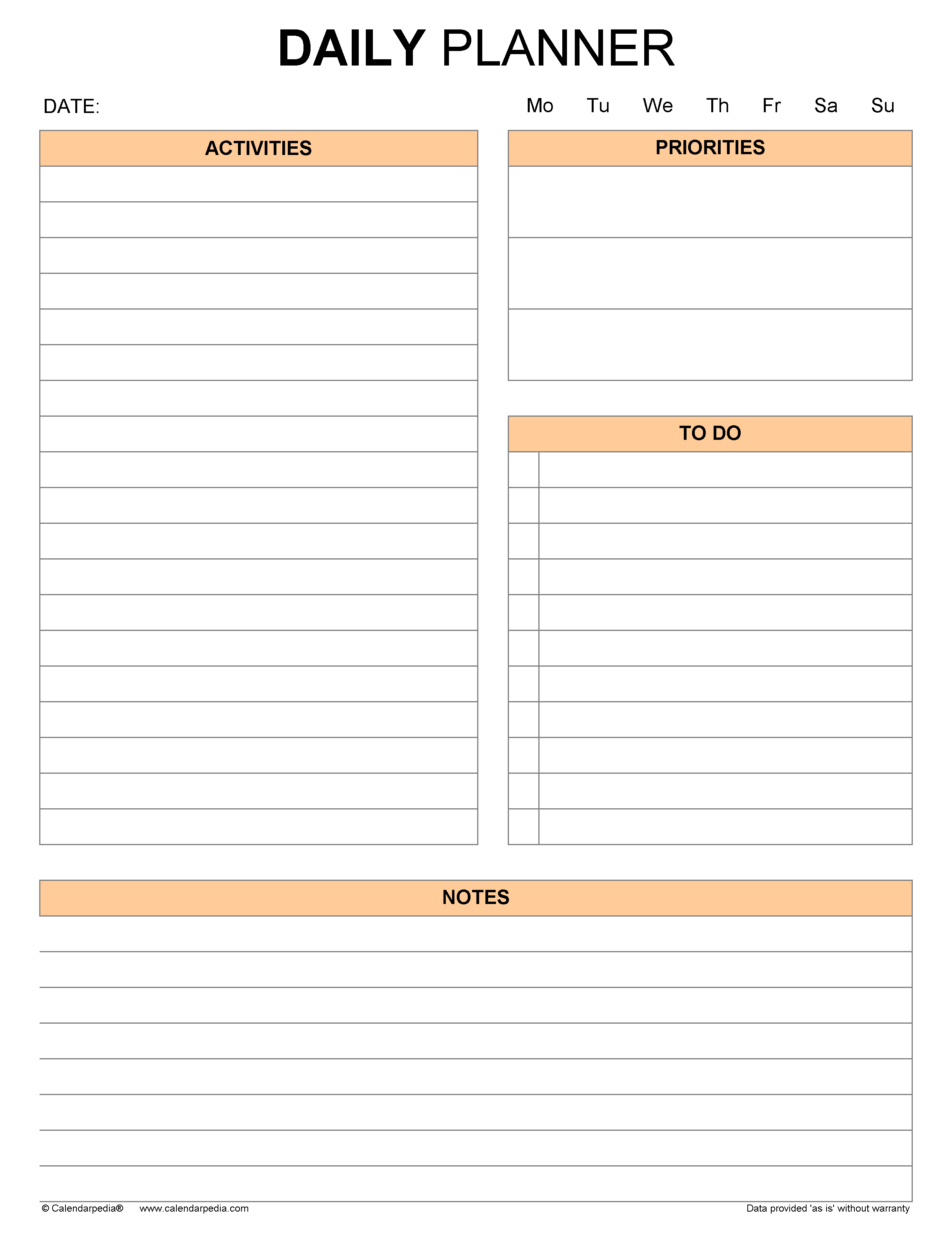 Detail Daily Activity Planner Template Nomer 9