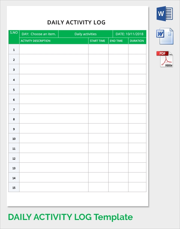 Detail Daily Activity Sheet Template Nomer 6