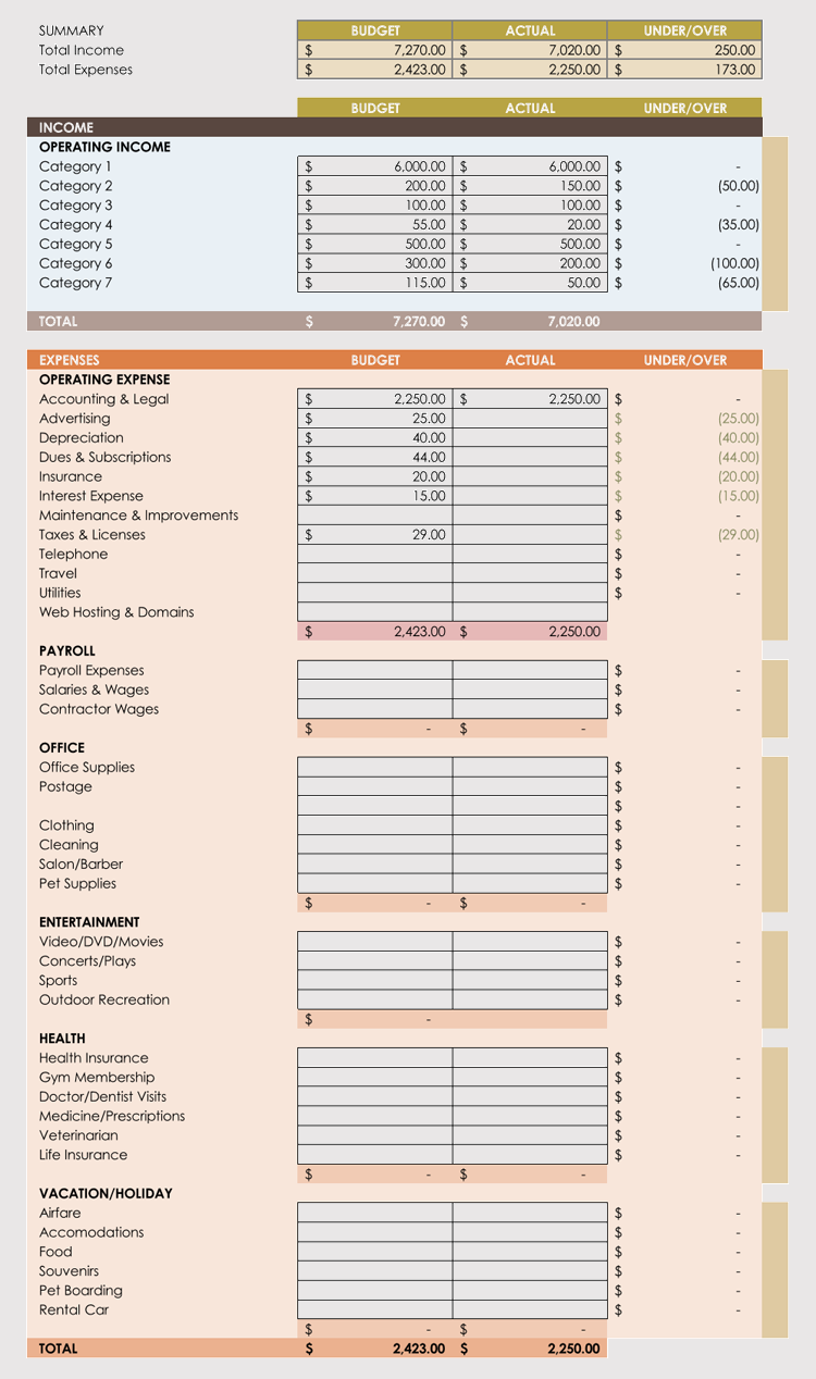 Detail Daily Expenses Excel Template Free Download Nomer 22