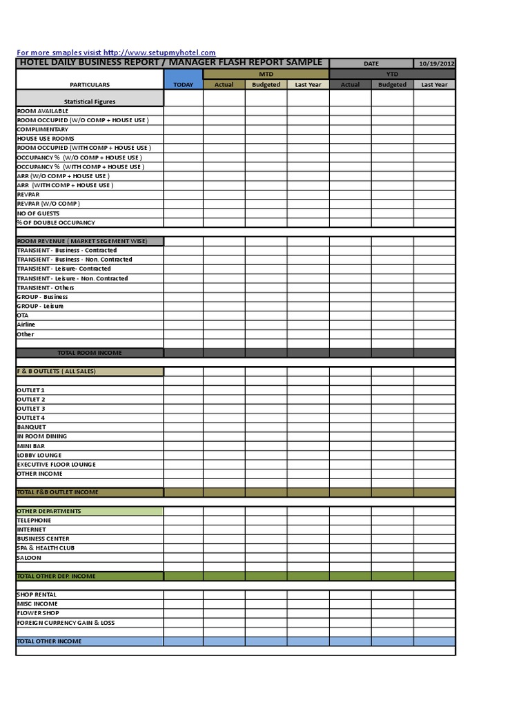 Detail Daily Flash Report Template Excel Nomer 22