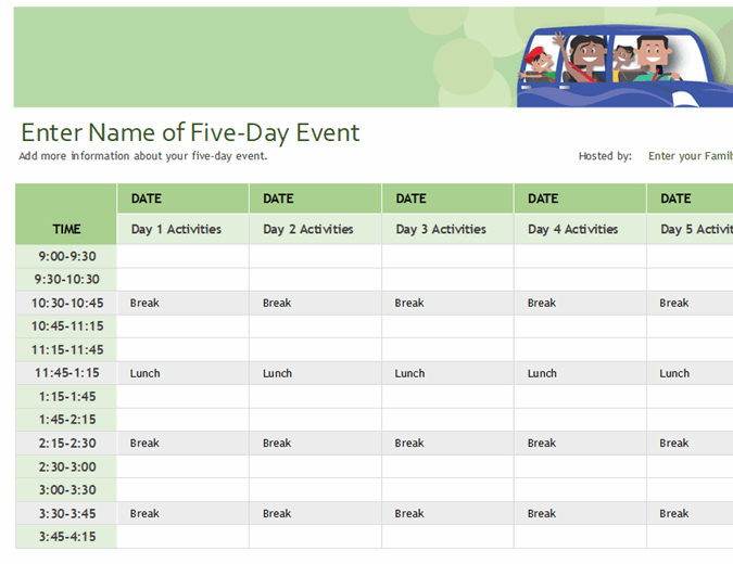 Detail Daily Itinerary Template Excel Nomer 12