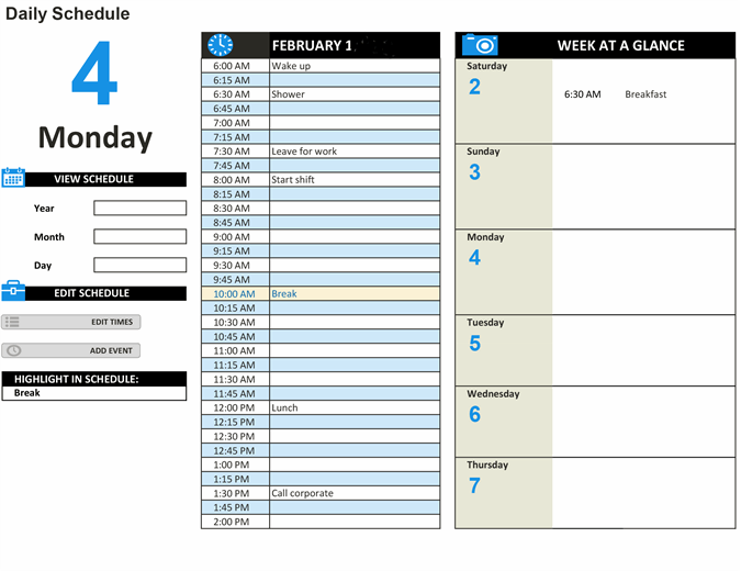 Detail Daily Itinerary Template Excel Nomer 18