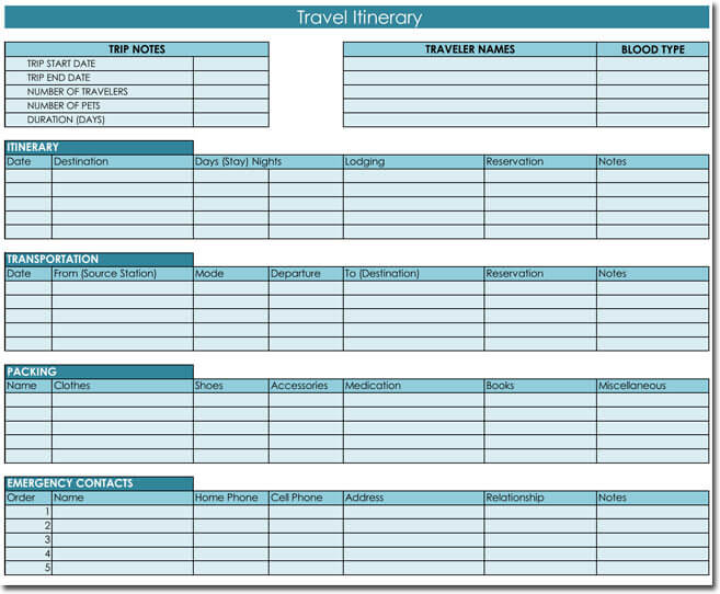 Detail Daily Itinerary Template Excel Nomer 25