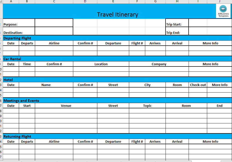 Detail Daily Itinerary Template Excel Nomer 32