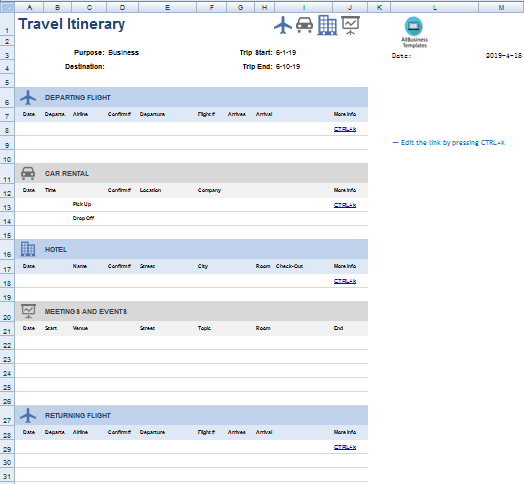 Detail Daily Itinerary Template Excel Nomer 46