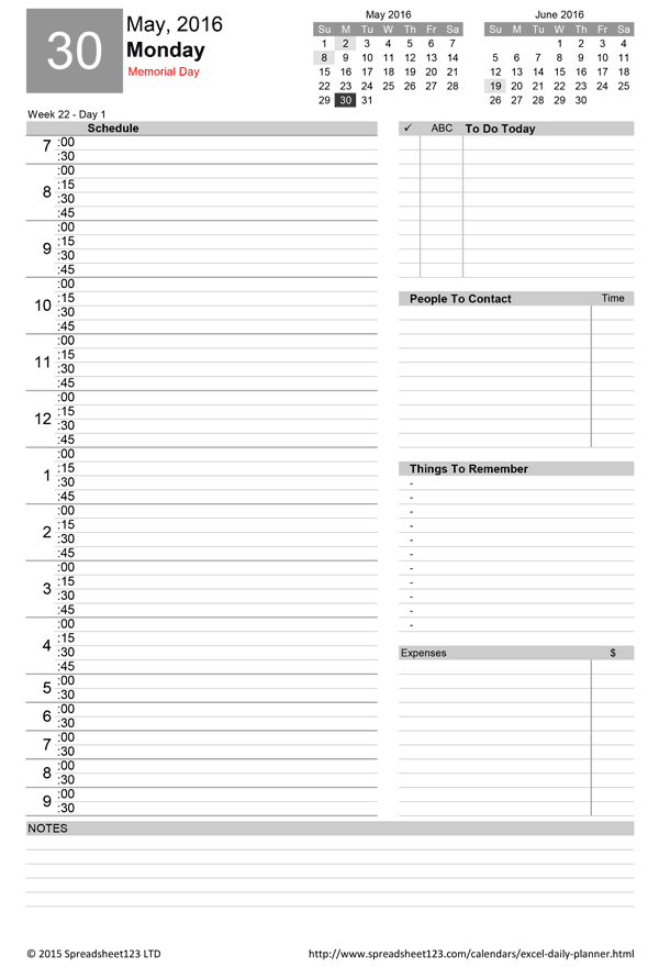 Detail Daily Itinerary Template Excel Nomer 6