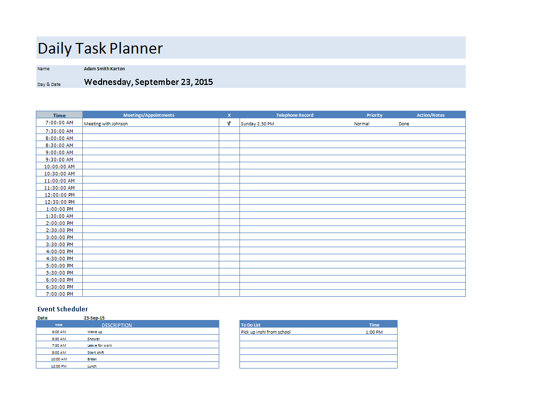 Detail Daily Itinerary Template Excel Nomer 55