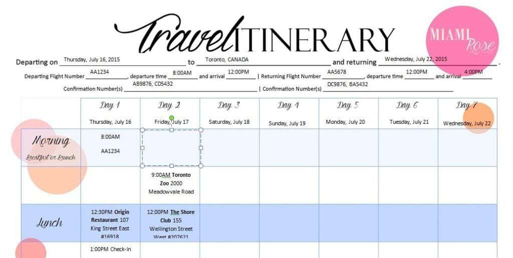 Detail Daily Itinerary Template Excel Nomer 56