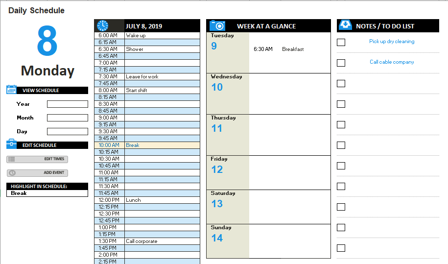 Detail Daily Itinerary Template Excel Nomer 57