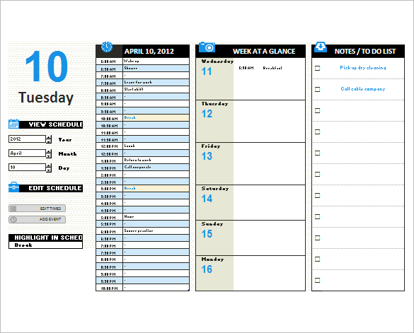 Detail Daily Itinerary Template Excel Nomer 58