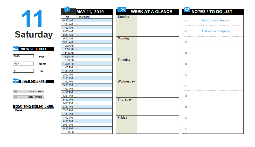 Detail Daily Itinerary Template Excel Nomer 10