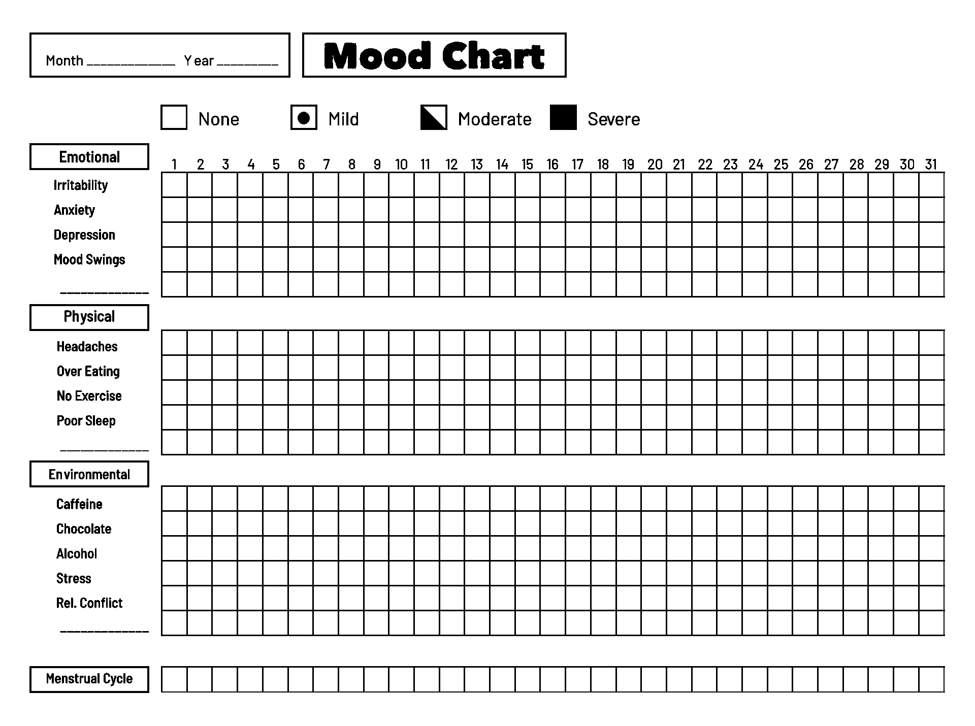 Detail Daily Mood Chart Template Nomer 12