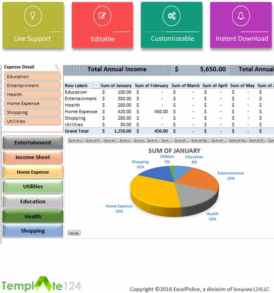 Detail Daily Personal Budget Excel Template Nomer 13