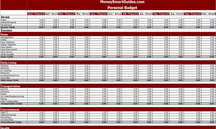 Detail Daily Personal Budget Excel Template Nomer 29