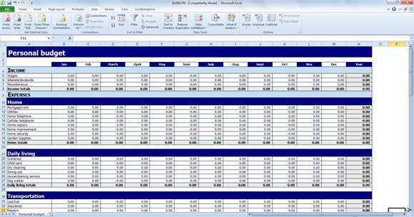 Detail Daily Personal Budget Excel Template Nomer 5