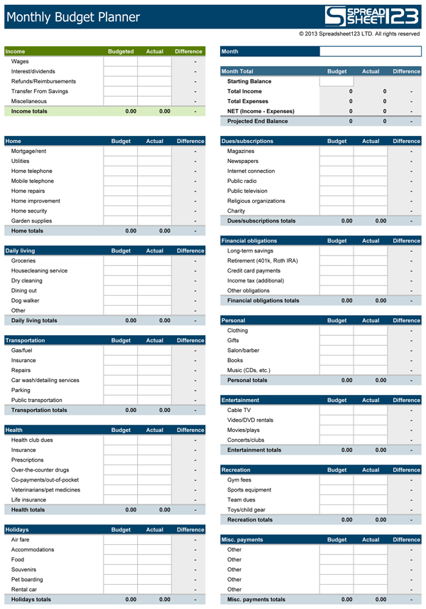 Detail Daily Personal Budget Excel Template Nomer 41