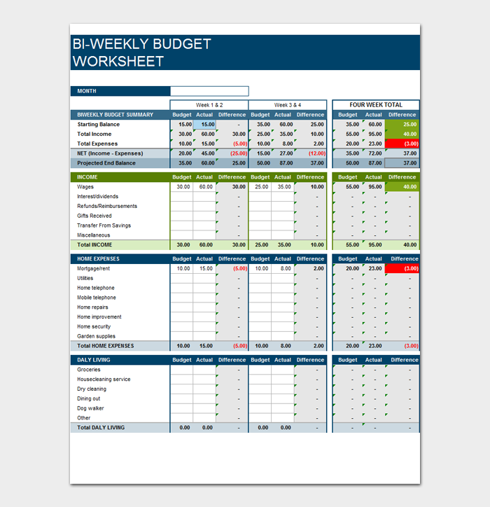 Detail Daily Personal Budget Excel Template Nomer 8