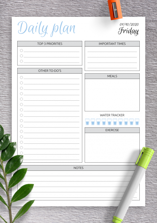 Detail Daily Planner Template Nomer 18