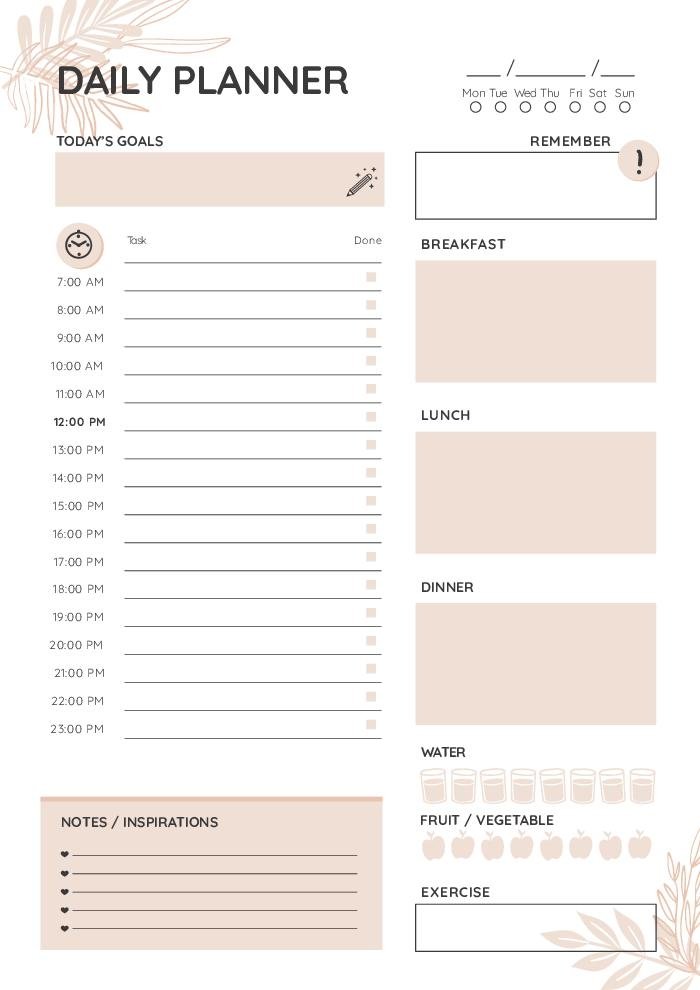 Detail Daily Planner Template Nomer 21