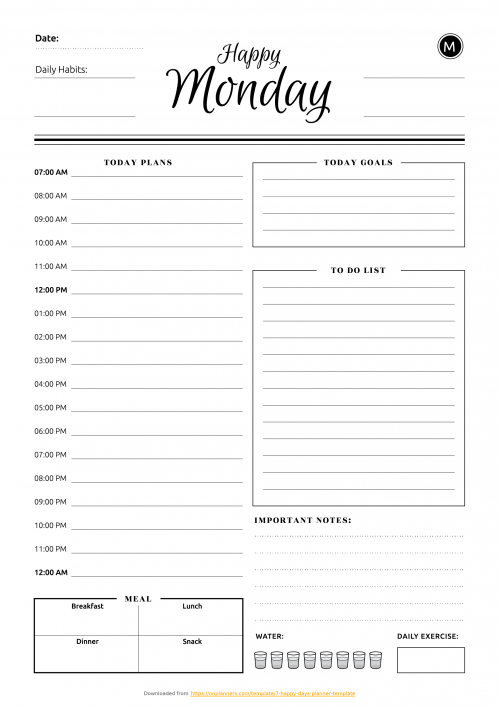 Detail Daily Planner Template Nomer 25