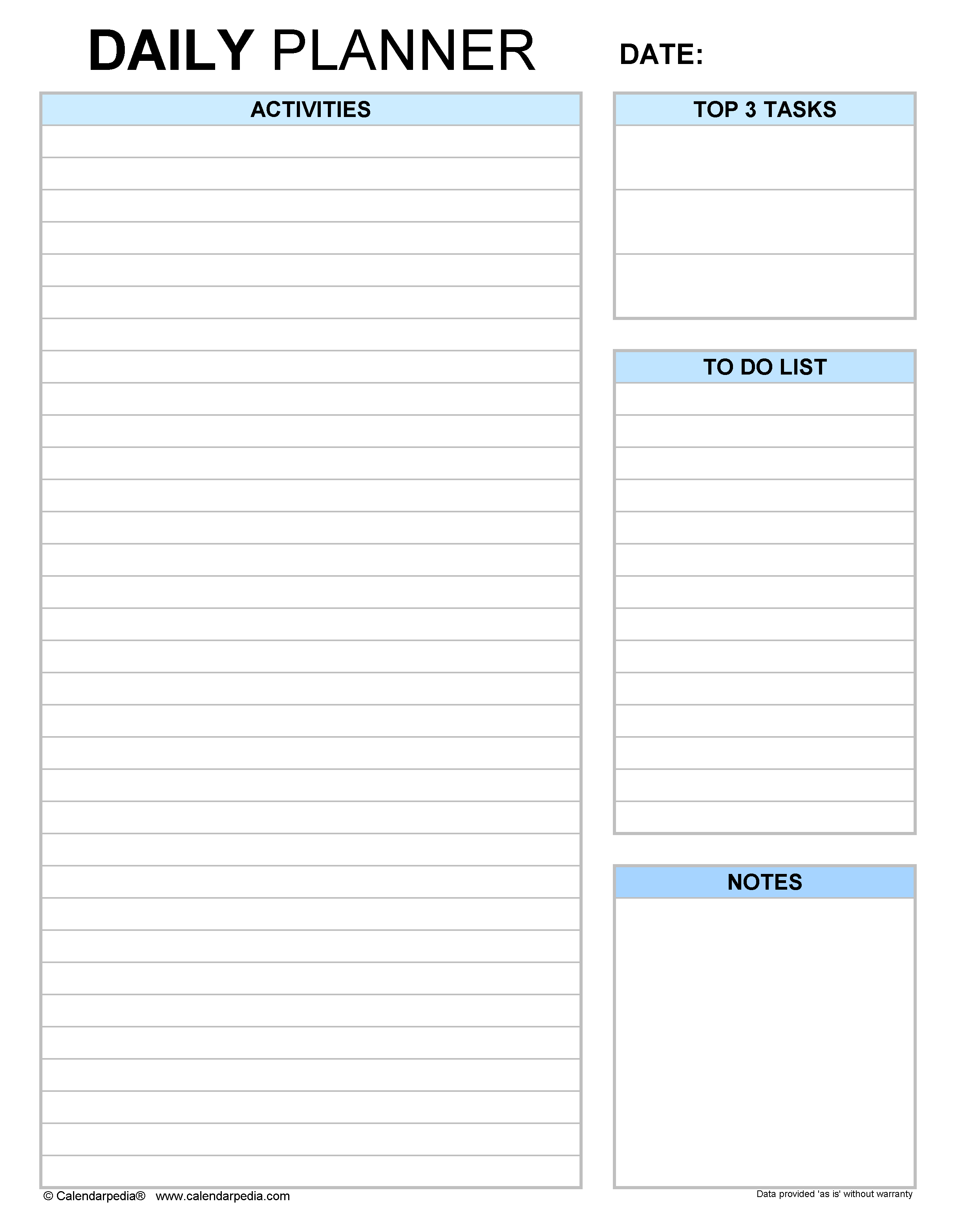 Detail Daily Planner Template Nomer 4