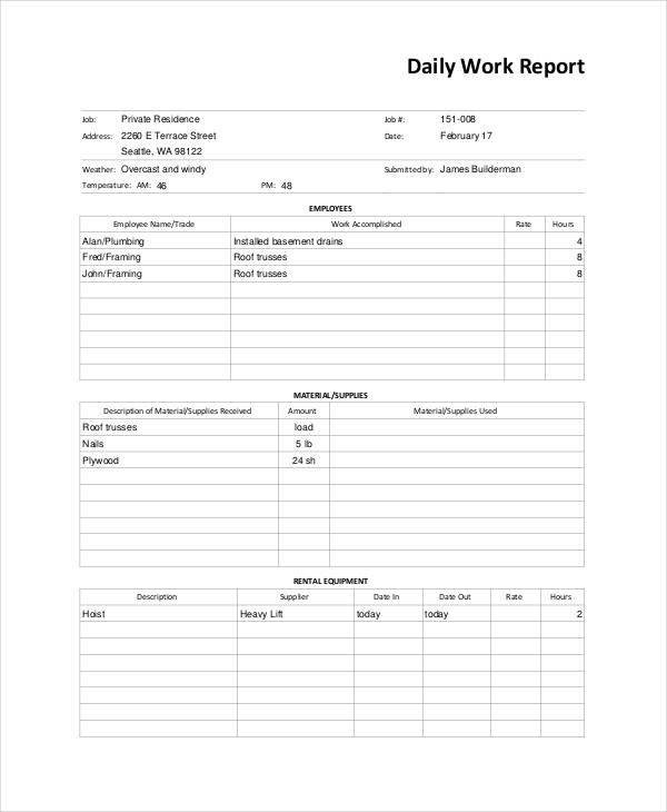 Detail Daily Report Template Nomer 36
