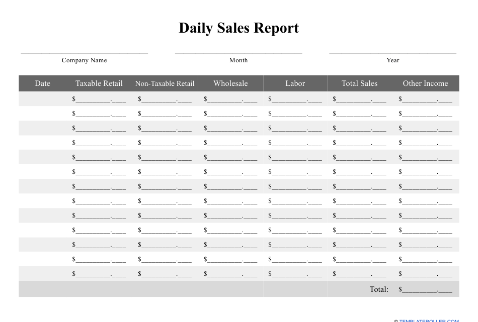 Detail Daily Report Template Nomer 49