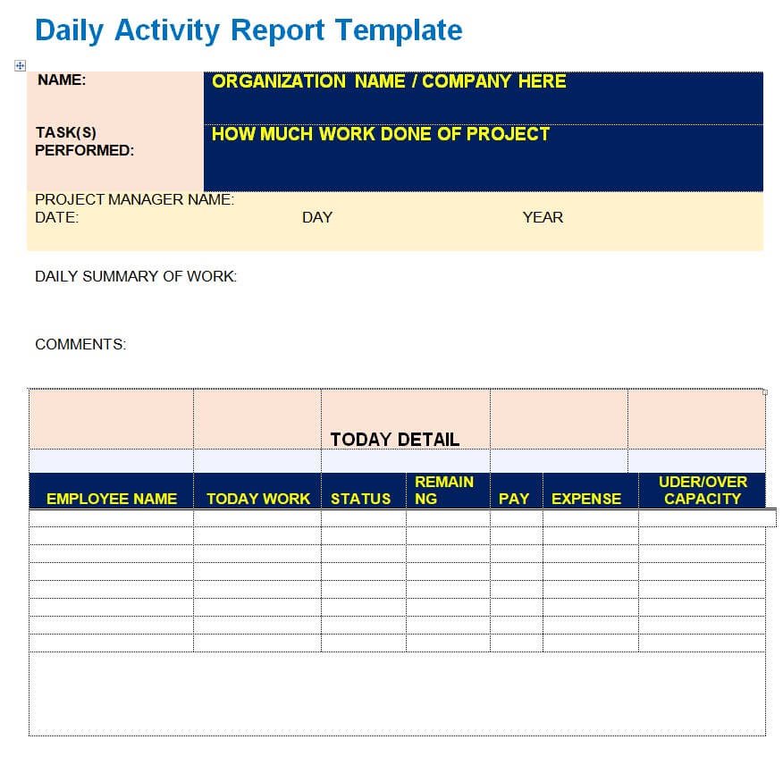 Detail Daily Report Template Nomer 54
