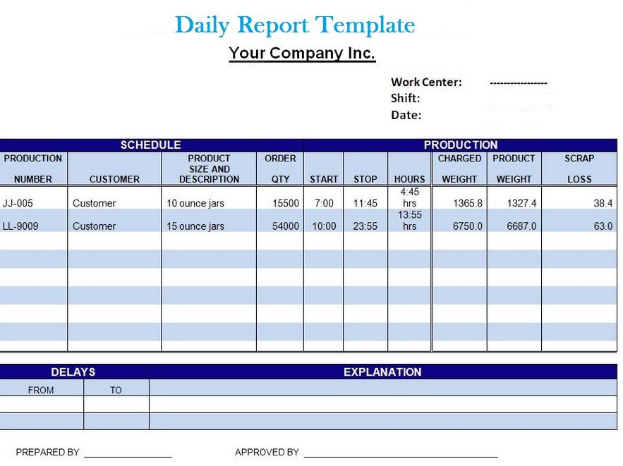 Detail Daily Report Template Nomer 10