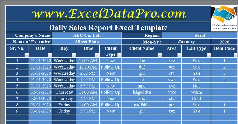 Detail Daily Report Template Excel Nomer 10